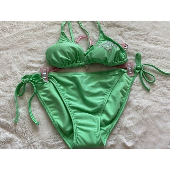 Juicy Couture Butterfly Rhinestone Bikini Set Ladies Women’s Sz M Green Mint - Picture 1 of 11